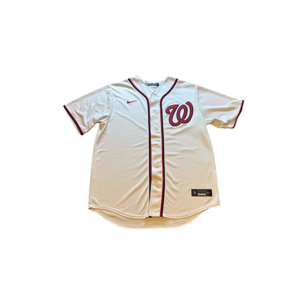 Blank Washington Nationals Nike Jersey Mens Large MLB Baseball Button White
